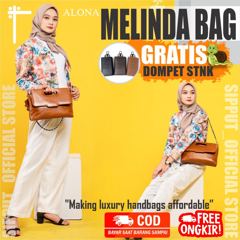 TAS WANITA  ASLI KULIT BAHU MEWAH  TAS SELEMPANG WANITA TERBARU Alona Melinda brand lokal termurah
