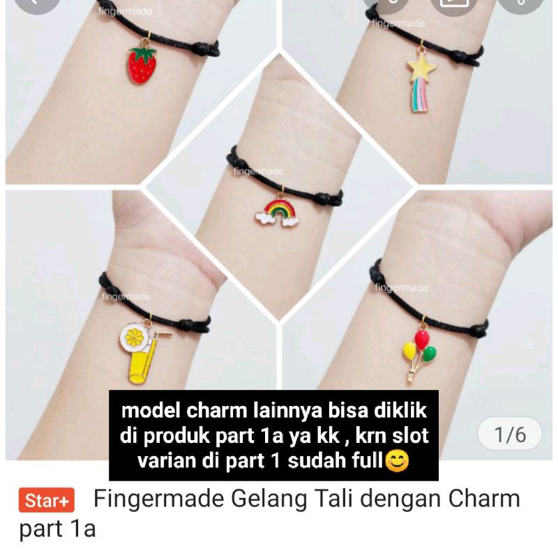 Fingermade Gelang Tali dengan Charm part 1