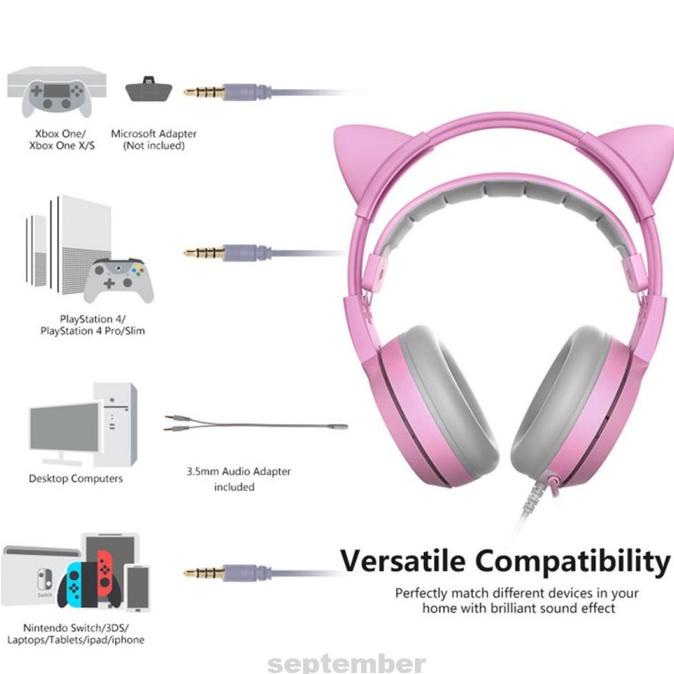 Headset Gaming Adjustable Anti Bising Warna Pink Dengan Kabel Usb