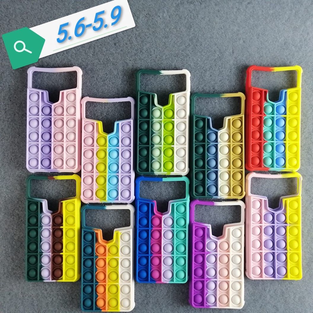 Universal phone Soft Silicone Case Pop Stress-Relieve Soft Silicone Case Push It Bubble for samsung oppo vivo realme xiaomi ♨️♨️ YANG LAGI TREND DAN LAGI VIRALLLL ♨️♨️ BRG GA BANYAK BOSS.  UNIVERSAL POP IT CASE RAINBOW