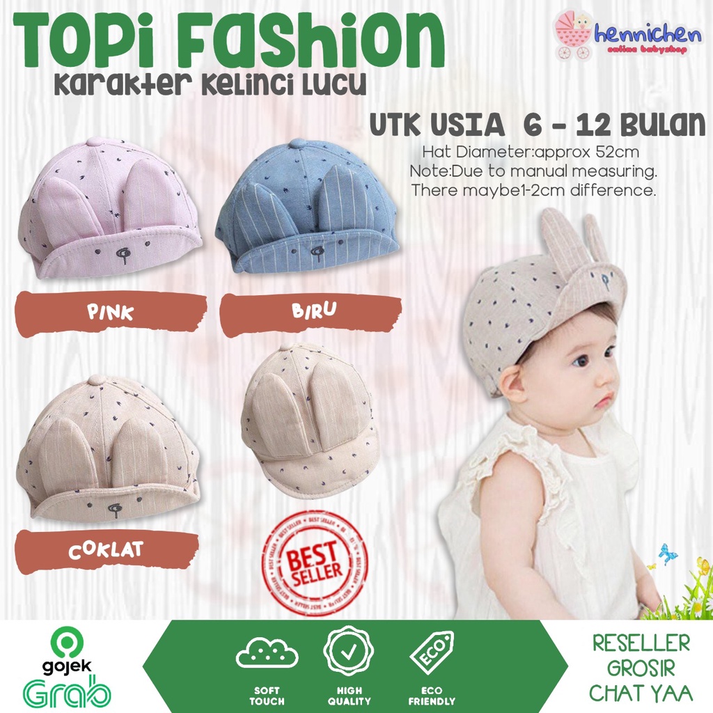 IMPORT Topi Anak Fashion Karakter Lucu Kelinci 3D  6- 12 bulan