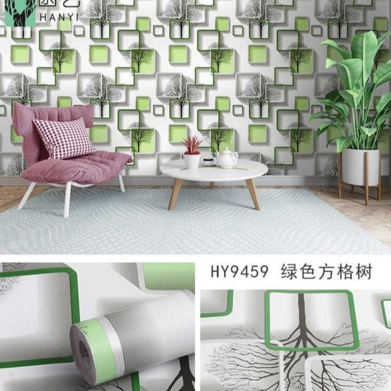Wallpaper kotak 3D hijau