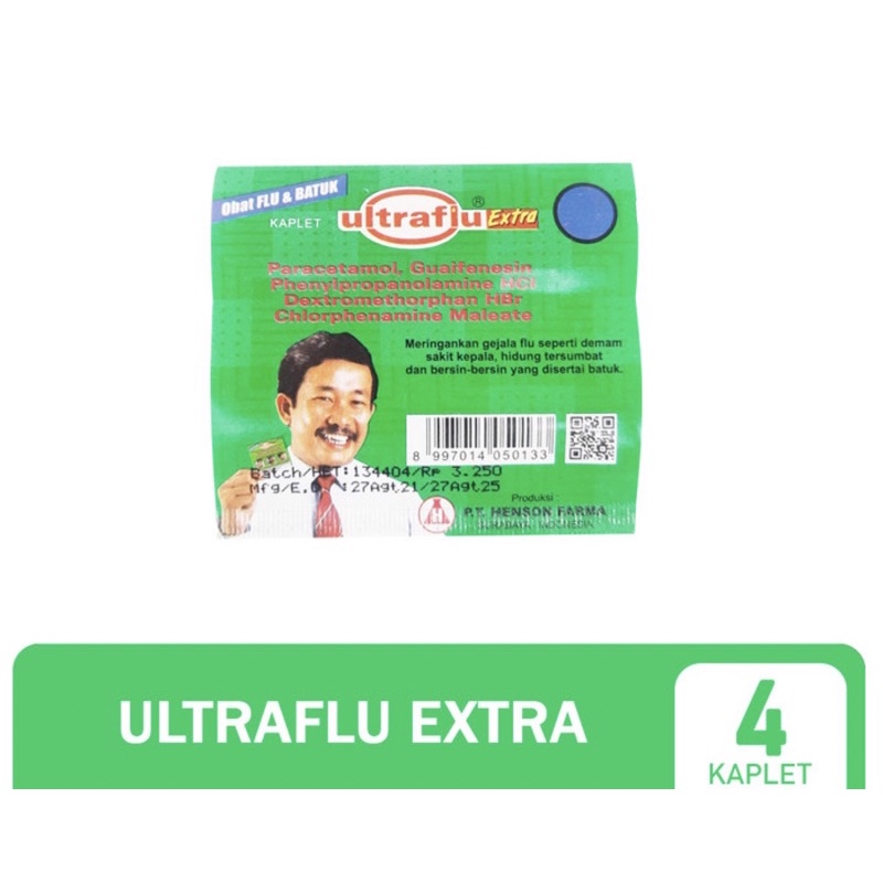 Ultraflu extra strip 4 tablet ( obat batuk pilek pusing demam )