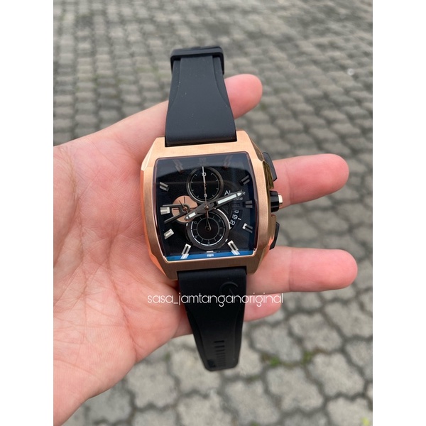 Jam Tangan Alexandre Christie Ac 6617 Original Black Rosegold Pria Rubber