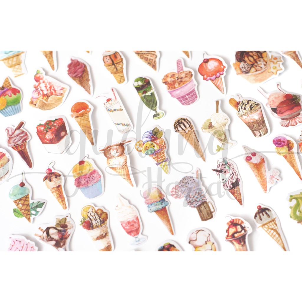 Stiker Ice Cream Cone Es Krim Dessert DIY Scrapbook Sticker GH 303372