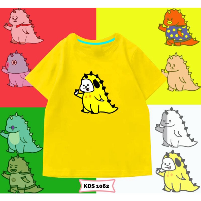 KAOS ANAK BT21 DINO UNISEX PEREMPUAN&amp;LAKI-LAKI/KAOS ANAK BTS DINO COTTON 24S