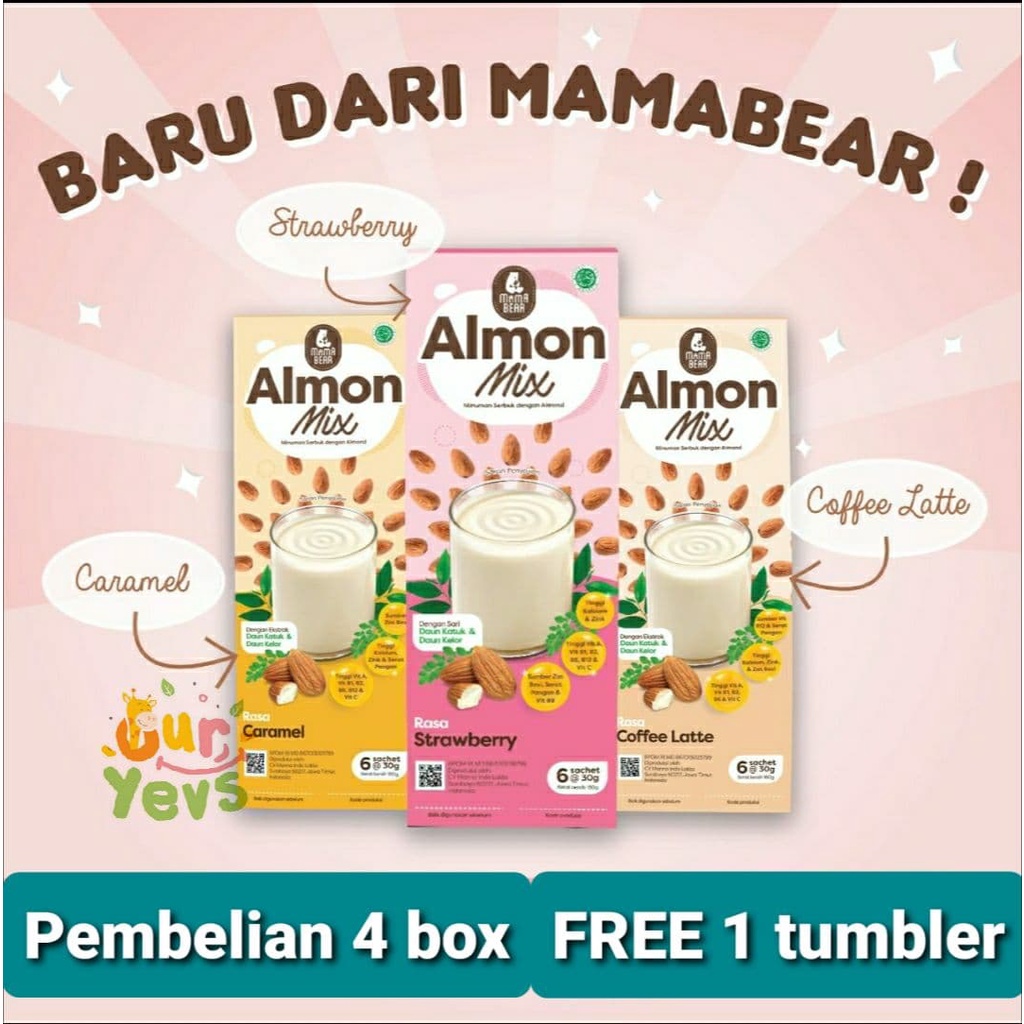 Mama Bear Almon Mix NEW FORMULA STRAWBERRY / Almonmix mamabear / mama bear almond/ ASI Booster / Pelancar ASI