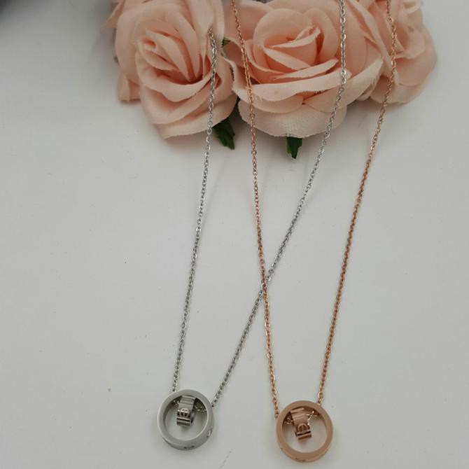 Kalung Cartier Stainless Double Ring Fashioned Premium D256