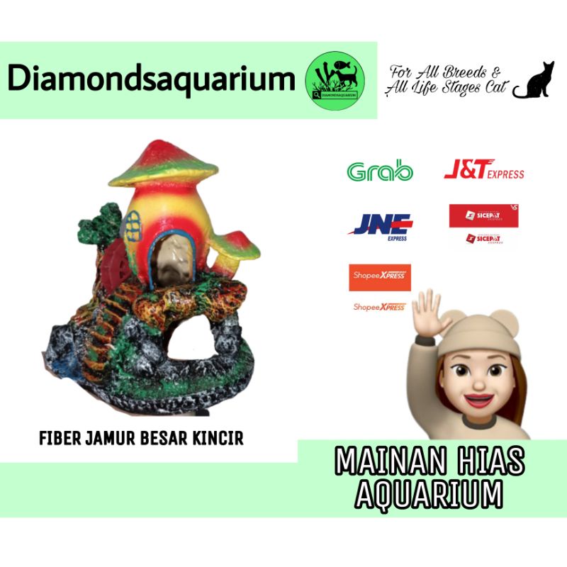 MAINAN HIAS AQUARIUM FIBER JAMUR BESAR KINCIR