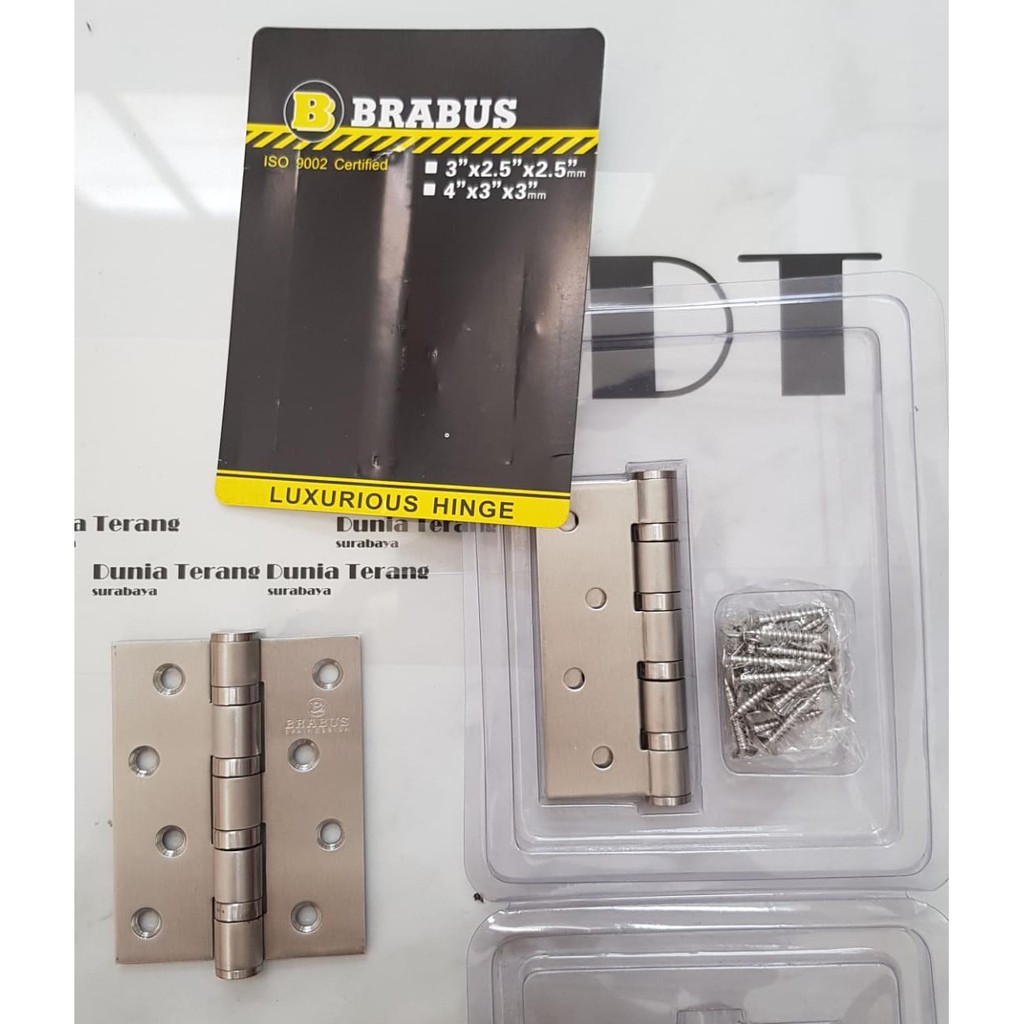 Engsel Stainless BRABUS 4in Bearing / 4&quot;x3&quot;x3mm SS Luxorius Hinge / Engsel Pintu 4 in Tebal