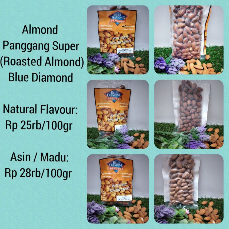 

Kacang Almond Panggang Kupas cemilan snack sehat Original Asin Madu Blue Diamond Balikpapan