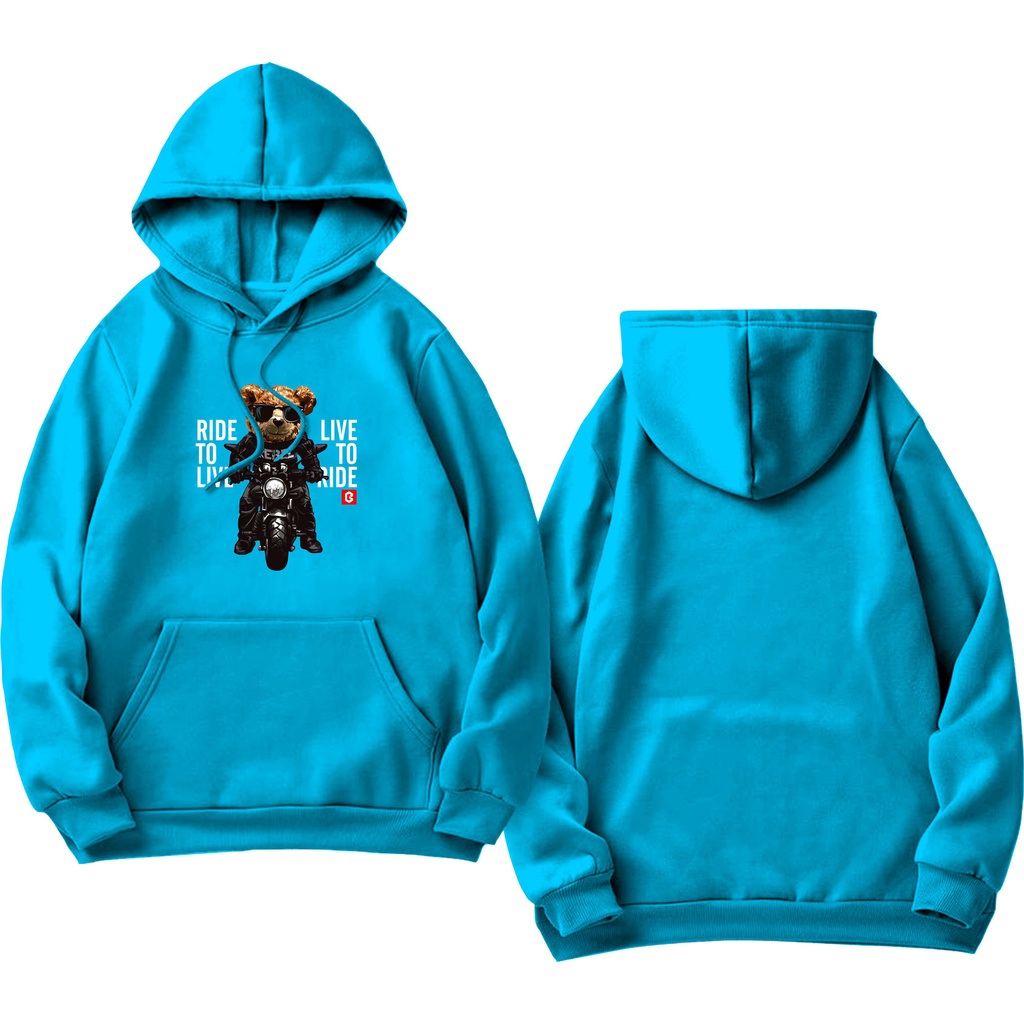 BRIGO Jumper Hoodie Beruang RiderII Sweater Hoodie BRIGO Sablon DTF Fleece Cotton II SIZE M-XXL (Pria &amp; Wanita) Free stiker&amp;Gantungan Kunci