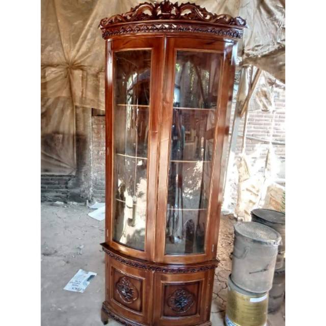 Lemari sudut ukir kayu jati jepara,mebel jepara