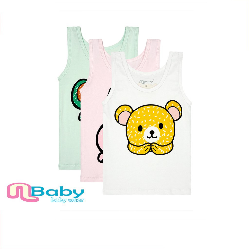 Nbaby Pakaian dalam Singlet Balita Baby Nbaby Cute Animal GBA 3172 (1 Pack isi 3 Pcs)