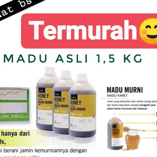 

[MURAH & ASLI] Madu Murni 1,5 kg Madu karet anti corona