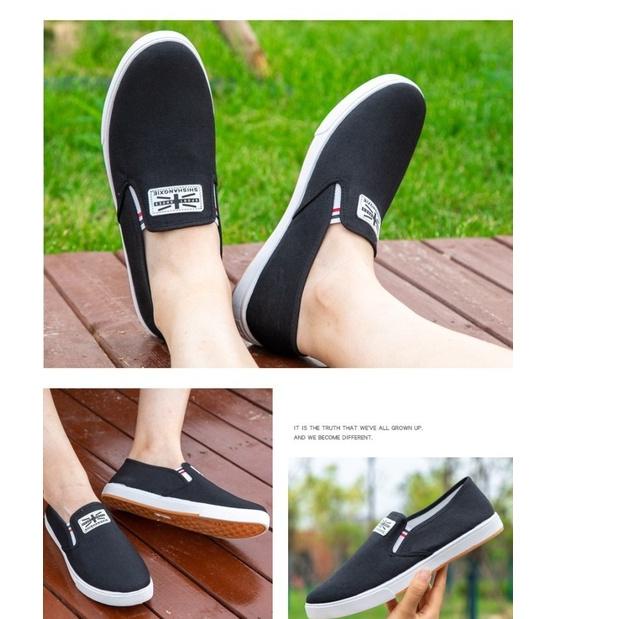 ➾ Sepatu Pria Casual Denim Canvas Shoes Slip On Men Shoes Spatu SlipOn Cowok Fashion Keren Kekinian 