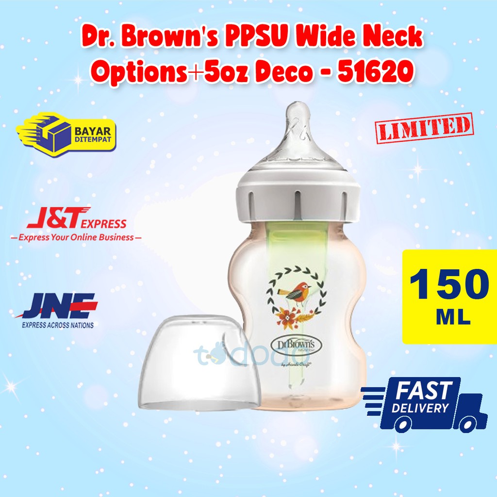 Botol Susu Bayi Dr. Brown's PPSU Wide Neck Options+ 5oz Deco 150ml 51620