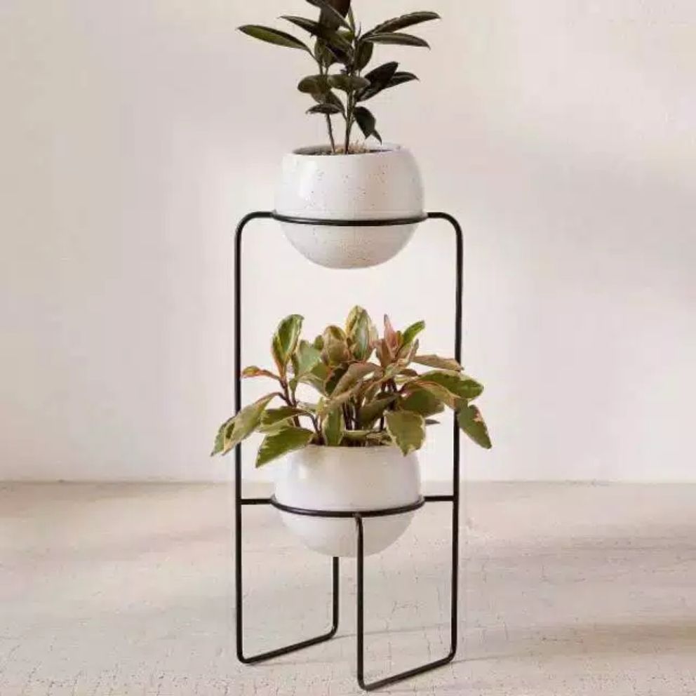 STANDING RAK POT BUNGA 2 SUSUN / STANDING RAK POT BUNGA MINIMALIS/STANDING RAK POT BUNGA TERMURAH