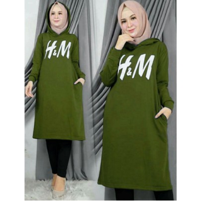 Termurah... Tunik hodie H&M Atasan Wanita Tunik Dream Hoodie Atasan wanita/Long Hoodie - baby terry