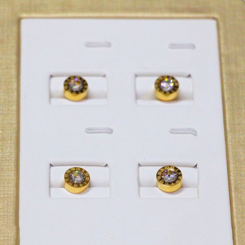 Anting Titanium anti karat dan anti luntur asli Anting Stud Angka Romawi berlian Cubic Zirconia