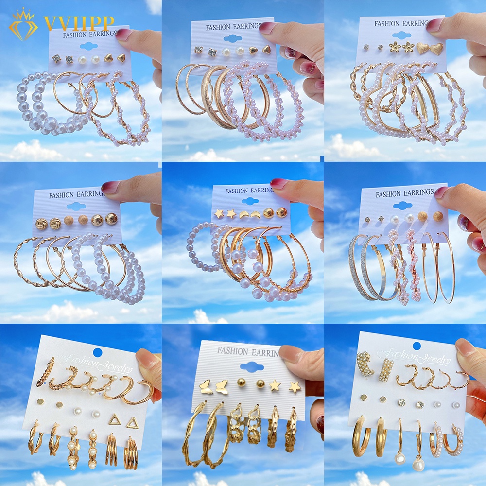 Fashion Pearl Earring Set Luxury Butterfly Love Heart Gold Stud Earrings Resin Hoop Earrings Women Jewelry Accessories