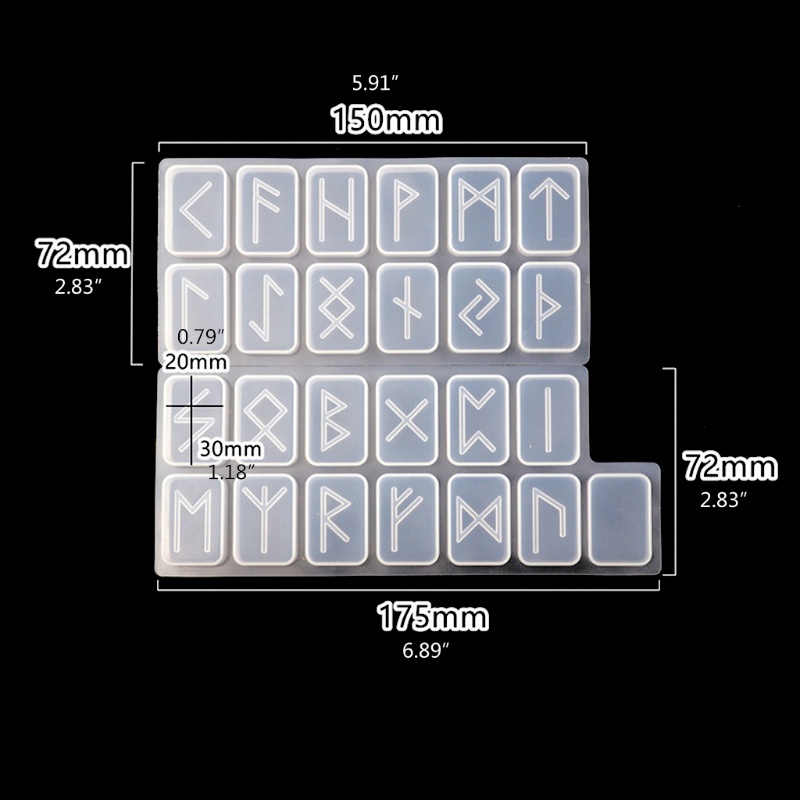 SIY  Rune Stones Wicca Crystals Mold with Engraved Elder Futhark Alphabet Viking Rune Hand Resin Casting Mold Kit Witchcraft