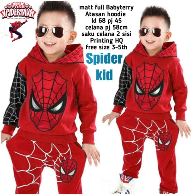 Baju anak laki laki setelan panjang HODIE SPIDER