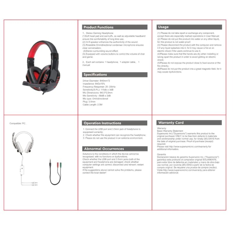 Gaming Headphone Headset with Mic - SY733MV