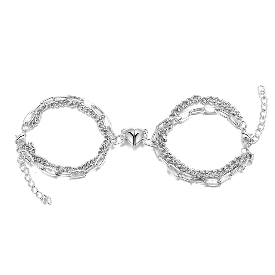 Gelang Magnetik Model Double Layer Bentuk Hati Gaya Korea Untuk Pasangan