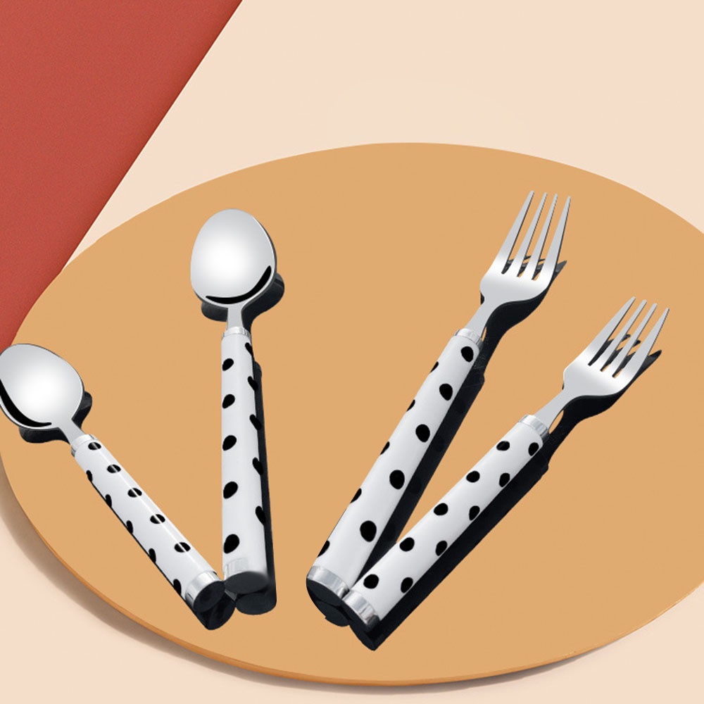 Set Peralatan Makan Sendok Garpu Pisau Bahan Stainless Steel Gaya Retro Korea Western