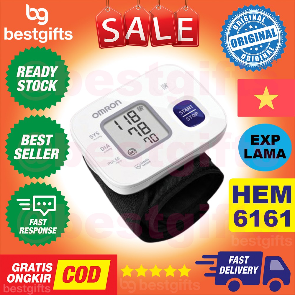 OMRON AUTOMATIC WRIST BLOOD PRESSURE MONITOR ALAT TENSIMETER PERGELANGAN TANGAN TENSI METER HEM 6161