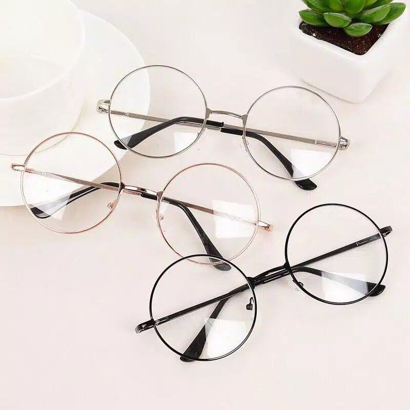 Kaca Mata Fashion Unisex / Kacamata Korea Frame Besi / Kacamata Bulat Korea Style Pria / Wanita