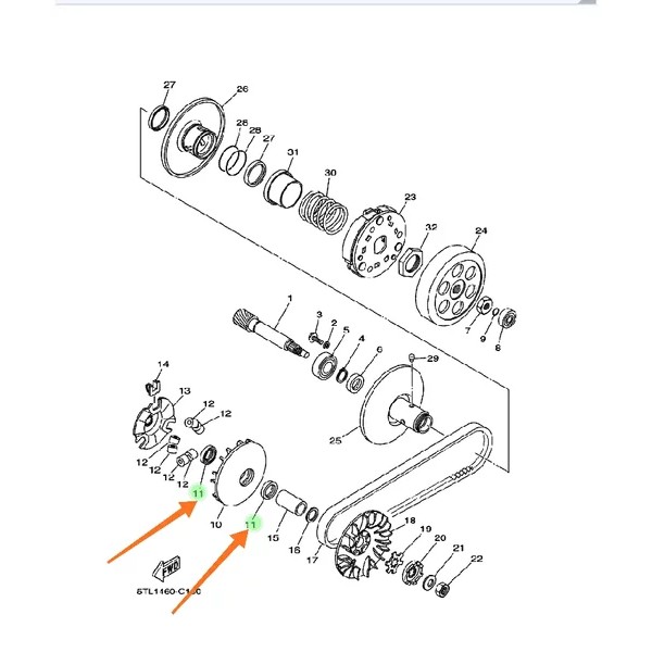 SIL SEAL PULY RUMAH ROLER ROLLER CVT NOUVO MIO LAMA SPORTY SMILE SOUL FINO KARBU ORI YGP  93101-21803