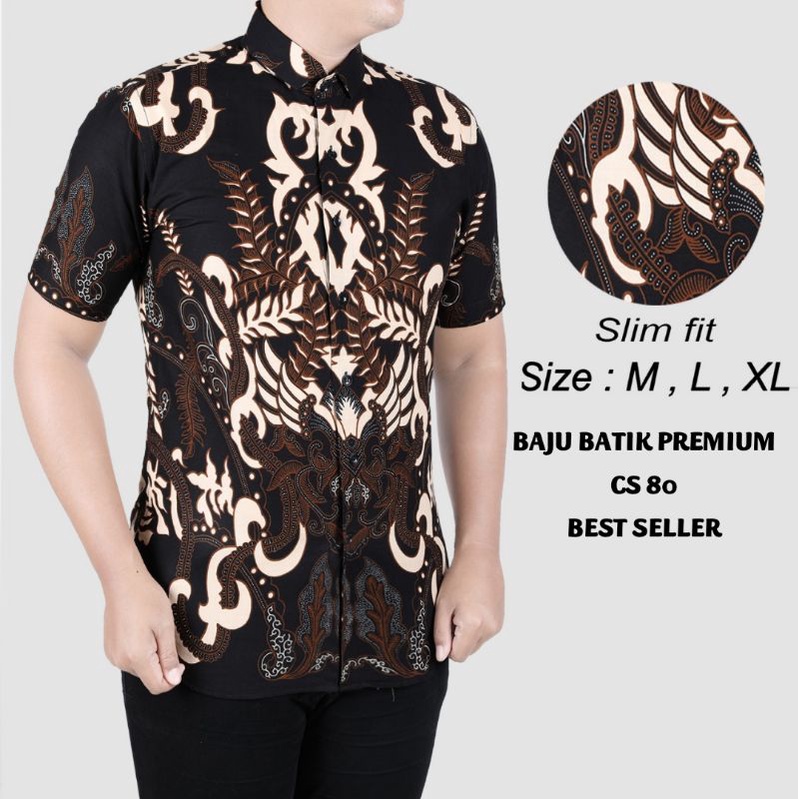 KEMEJA BATIK PRIA SLIM FIT BEST SELLER BAJU BATIK PRIA SOLO LENGAN PENDEK CS15