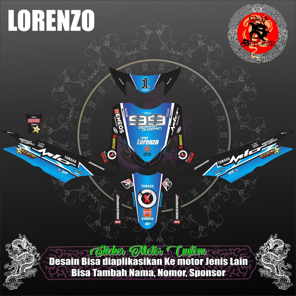 DECAL STICKER FULL BODY YAMAHA MIO SMILE LORENZO BIRU