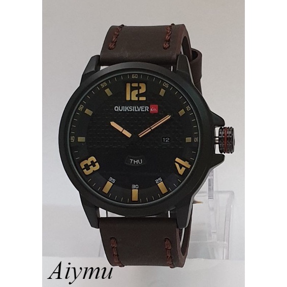 JAM TANGAN PRIA QUIKSILVER FASHION ANALOG STRAP KULIT TANGGAL HARI AKTIF