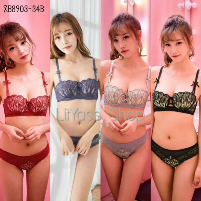 Sexy Bra Set Embroidery Shell Pakaian Dalam Wanita Seksi Bh + Celana Dalam/Cd/Panty/Gstring Dalaman