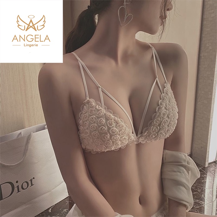 ANGELA PREMIUM JAPAN Bra BH Push Up Set Tanpa Kawat Celana Dalam Wanita Bikini Sport Beha Lingerie Korea Fashion Bralette Remaja Perempuan Sexy Pakaian Dalam COD Renang Motif Cewek Pita Bunga Murah Mawar Jumbo