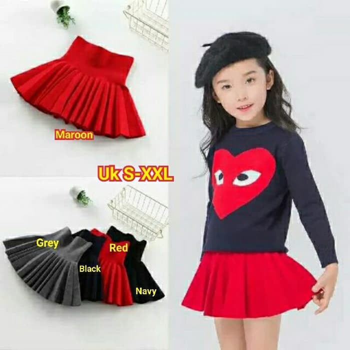 Rok Celana Anak - Basic Skirt Rok Tutu - Rok Anak Perempuan Rok Rajut Merah Mekar Produk Terbaik