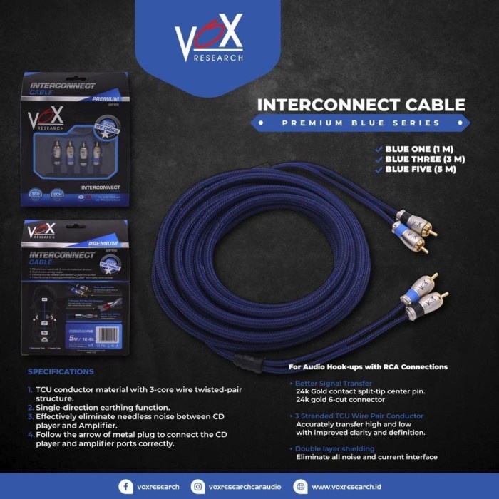 KABEL RCA VOX PREMIUM RESEARCH BLUE SERIES 3M