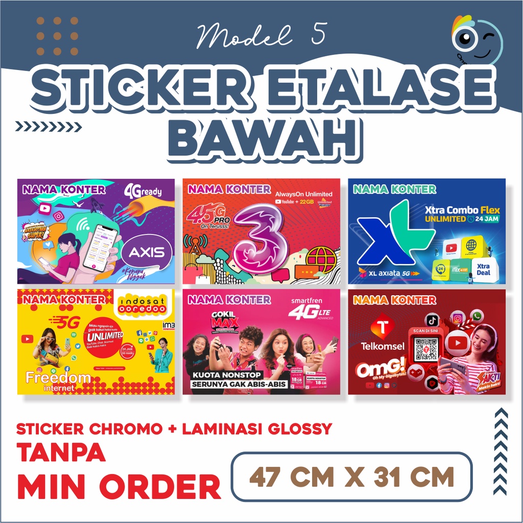 

Stiker Etalase Konter Bagian Bawah / Stiker Dekorasi Konter Model Provider -ONEKLIK 1