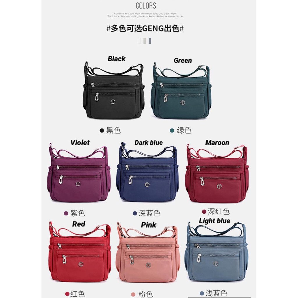 tas selempang wanita shouder bag waterproof import nylon Import J79