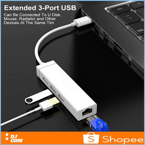 Kabel USB Type C To RJ45 Ethernet Lan 10Gbps USB Hub 3 Port Macbook