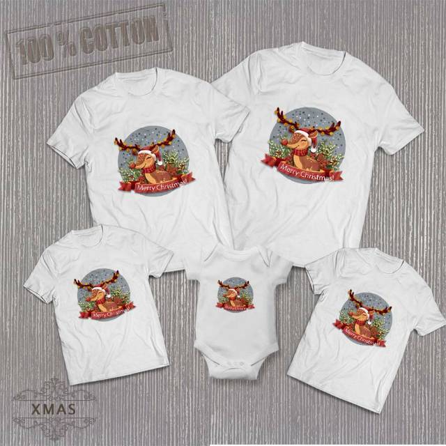 Kaos Xmas kaos oblong pria wanita anak couple family custom