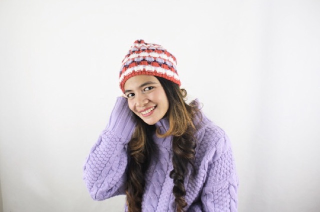 Topi Kupluk Bulu Warna Warni Hat Beanie Rainbow Fur Winter Musim Dingin