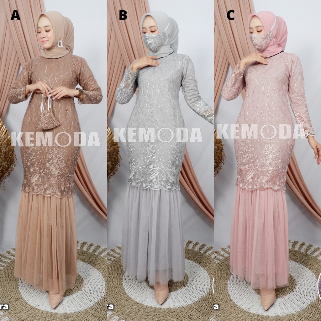 Setelan Gamis Duyung Tulle Mix Tutu Aneka Warna