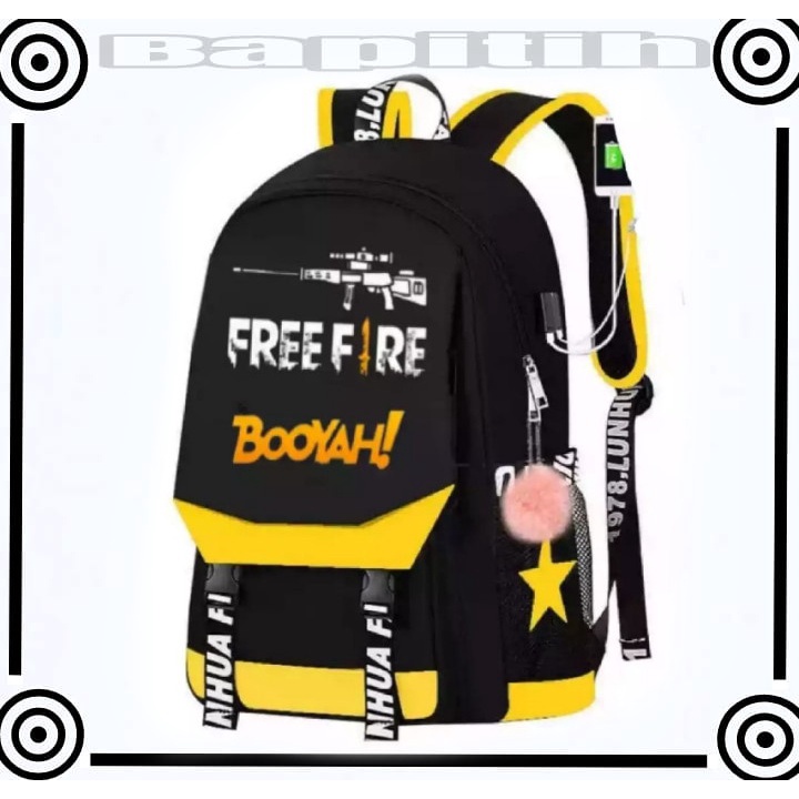 BPT Tas Ransel anak sekolah Laki-laki Tk Sd Smp Gaming  Motif FREEFIRETerbaru 2022 - Ready KUNING, PINK , ABU ABU