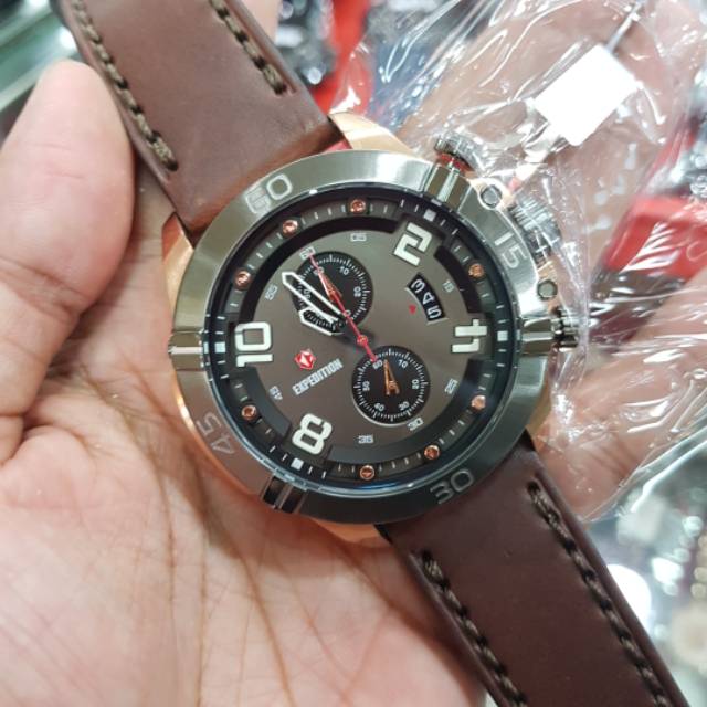 Jam Tangan Pria Expedition 6763 Grey Rose Gold Original