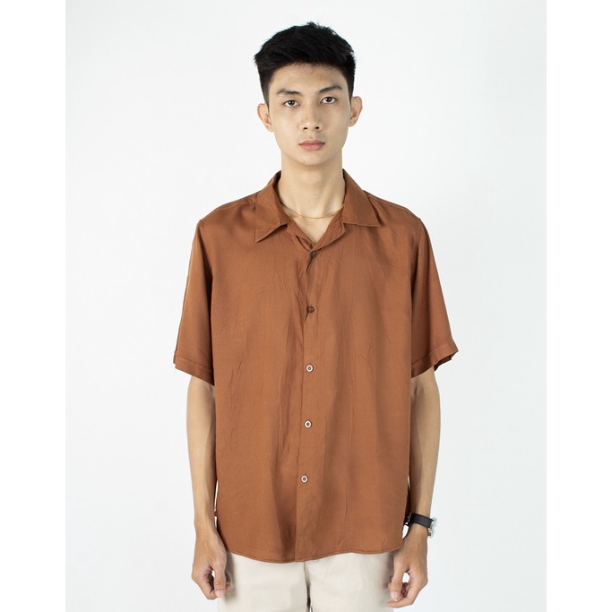 FORTGLASS Short Shirt Rayon Polos Kemeja Pria Lengan Pendek