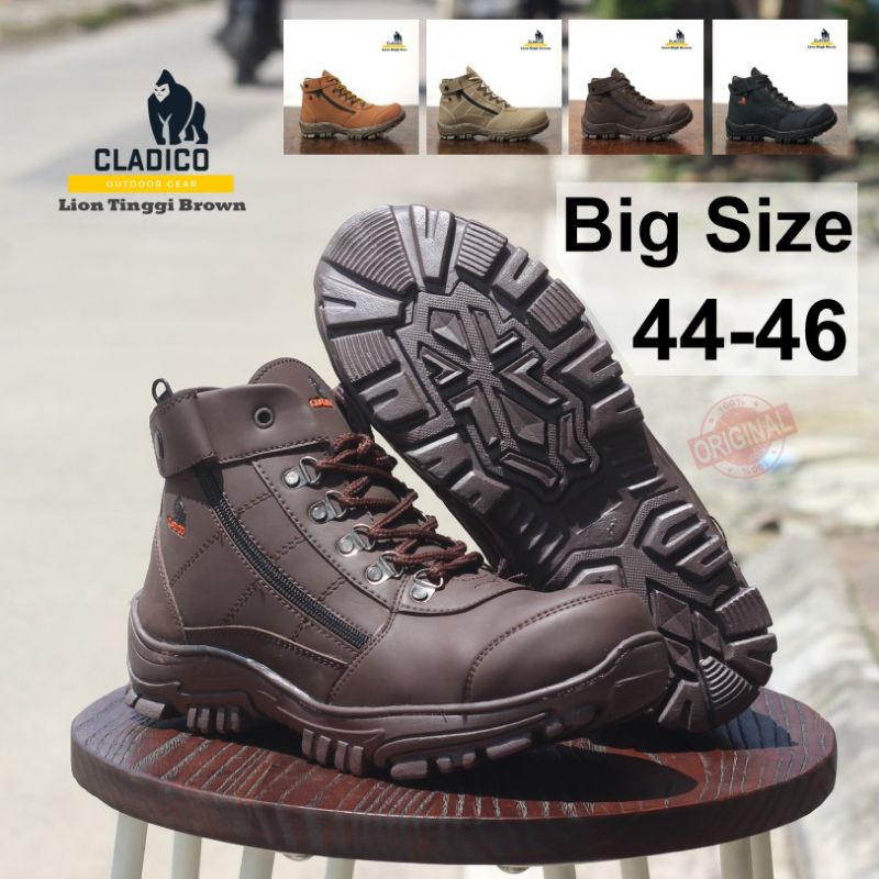 Sepatu Safety Pria Boots Kerja Proyek Gunung Hiking Safety Ujung Besi Cladico Lion High Big Size